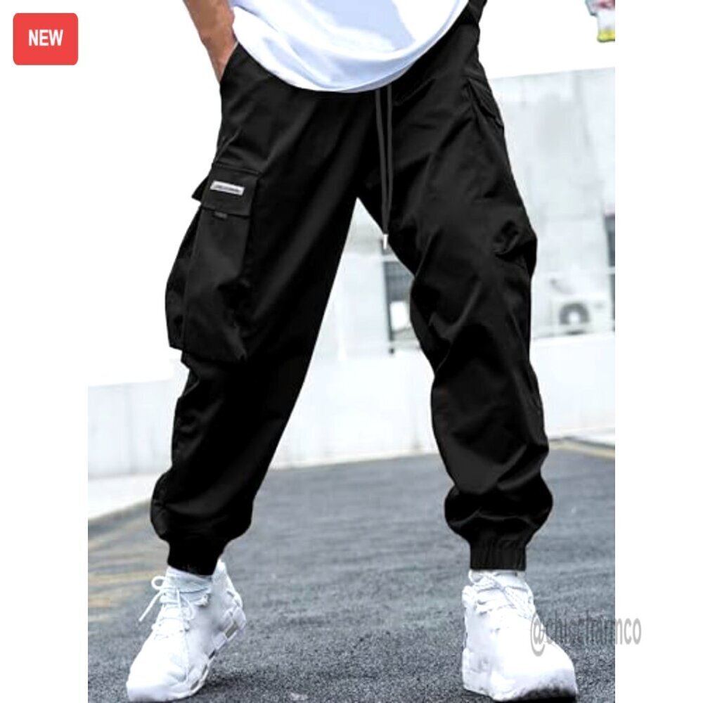 Men's Cargo Joggers Pants Elastic Waist Drawstring Casual Sweatpants Techwear - Picture 3 of 6